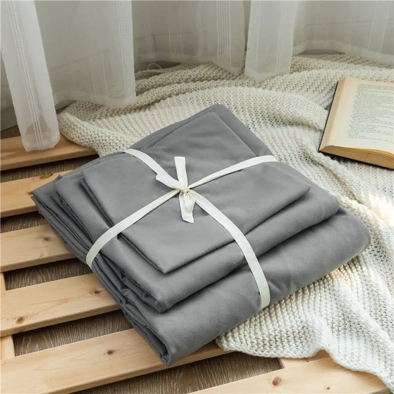 Gris clair - Drap housse / Housse de couette / 2 taies d'oreiller