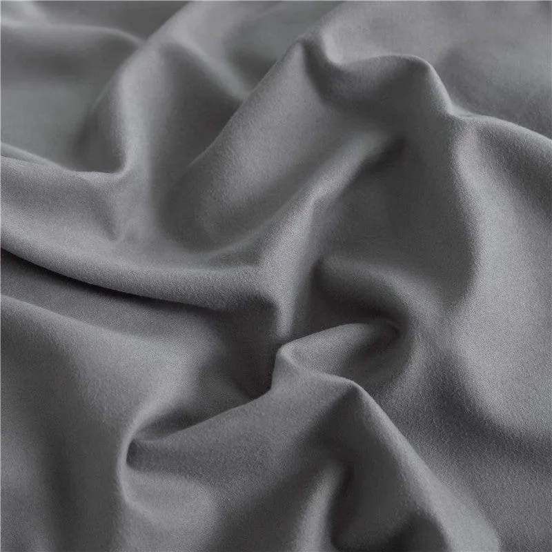 Gris clair - Drap housse / Housse de couette / 2 taies d'oreiller