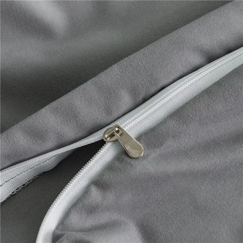 Gris clair - Drap housse / Housse de couette / 2 taies d'oreiller