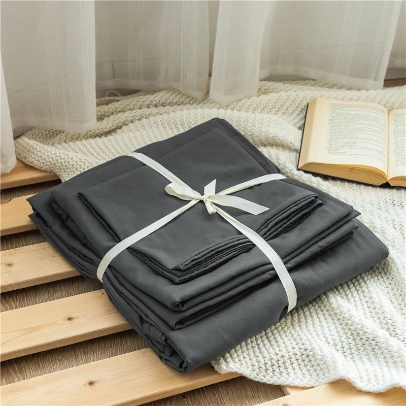 Gris - Drap housse / Housse de couette / 2 taies d'oreiller