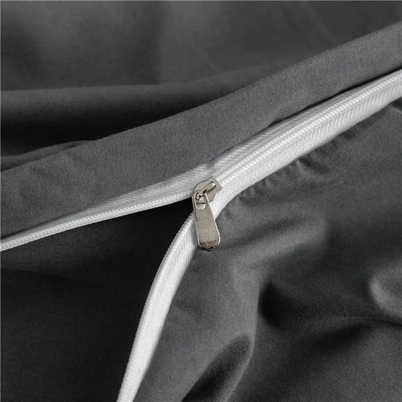 Gris - Drap housse / Housse de couette / 2 taies d'oreiller