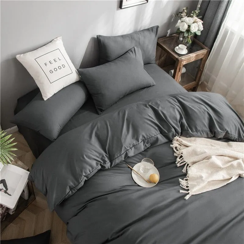 Gris - Drap housse / Housse de couette / 2 taies d'oreiller