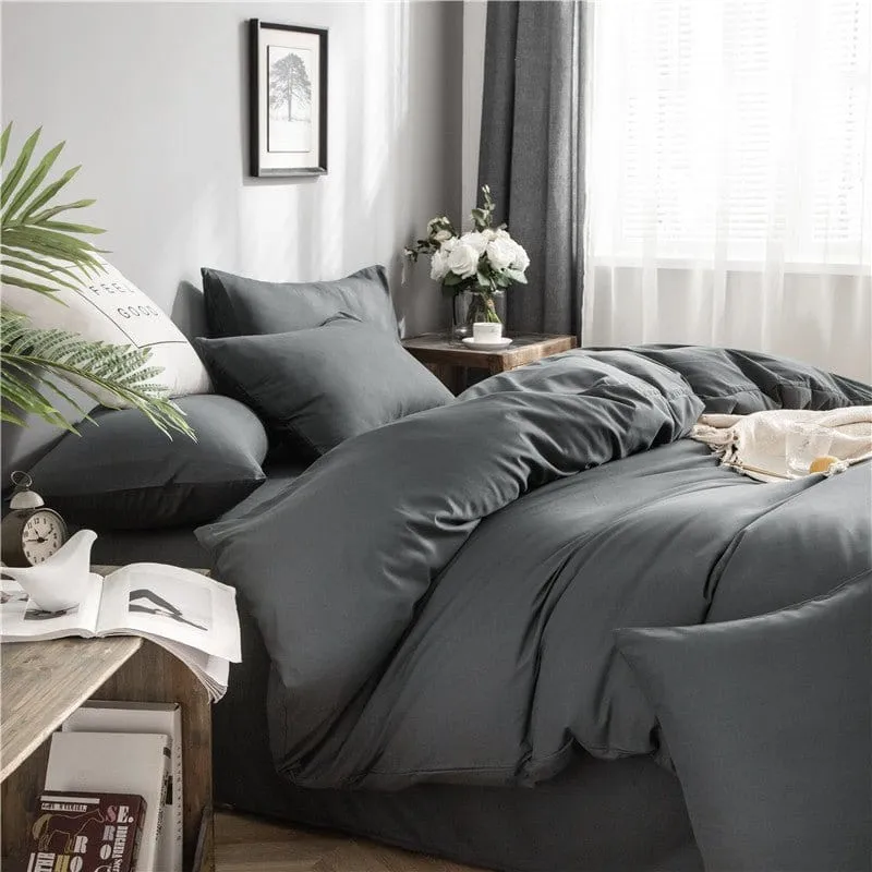 Gris - Drap housse / Housse de couette / 2 taies d'oreiller