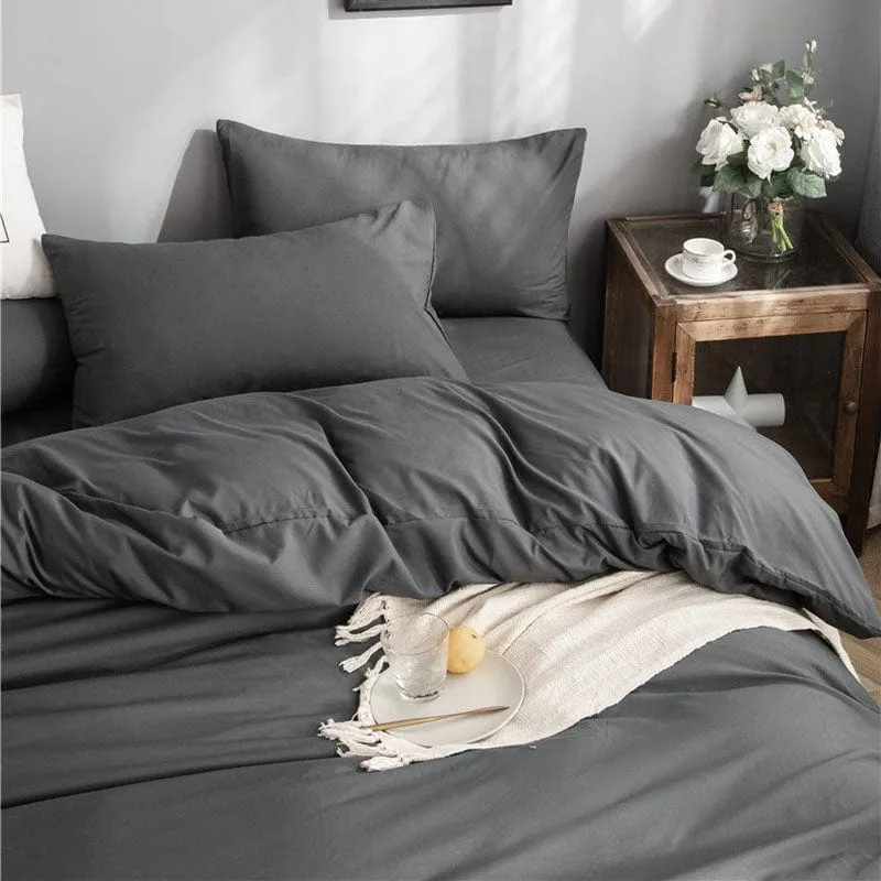 Gris - Drap housse / Housse de couette / 2 taies d'oreiller