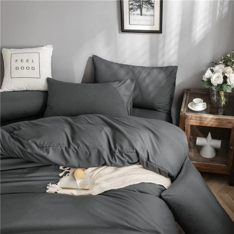 Gris - Drap housse / Housse de couette / 2 taies d'oreiller