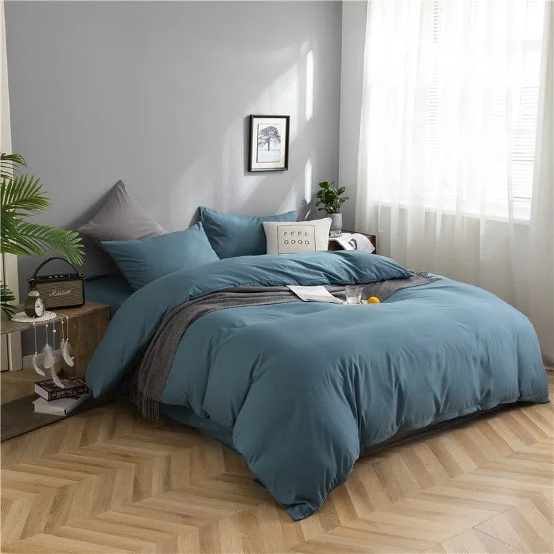 Bleu persan - Drap housse / Housse de couette / 2 taies d'oreiller