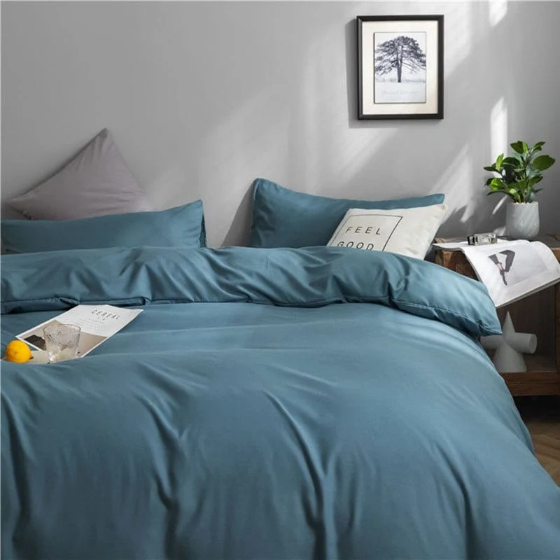 Bleu persan - Drap housse / Housse de couette / 2 taies d'oreiller