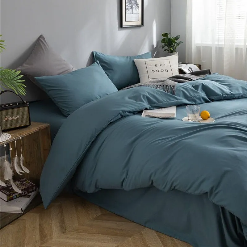 Bleu persan - Drap housse / Housse de couette / 2 taies d'oreiller