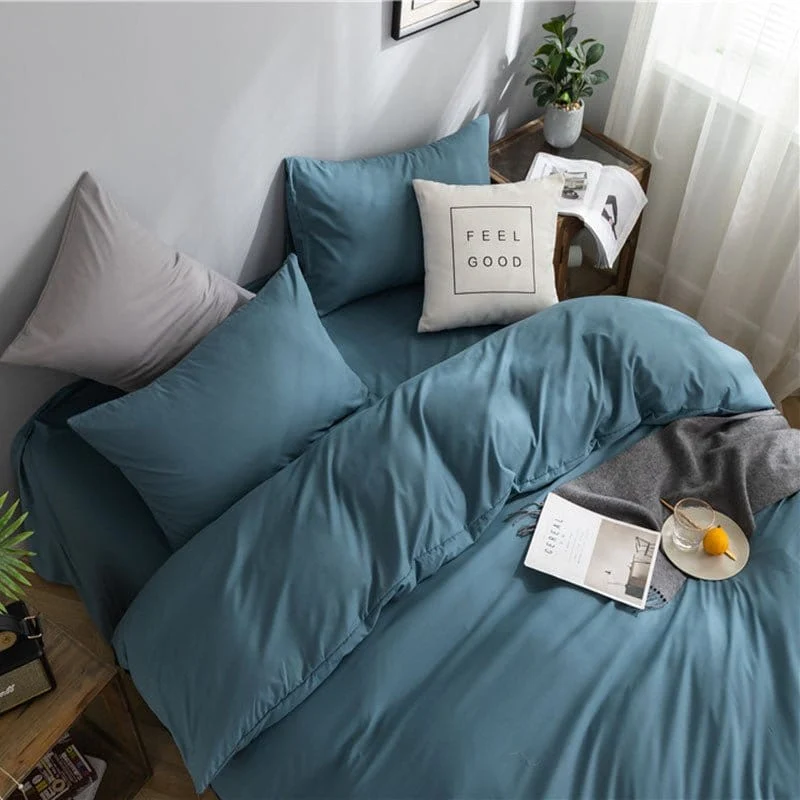 Bleu persan - Drap housse / Housse de couette / 2 taies d'oreiller