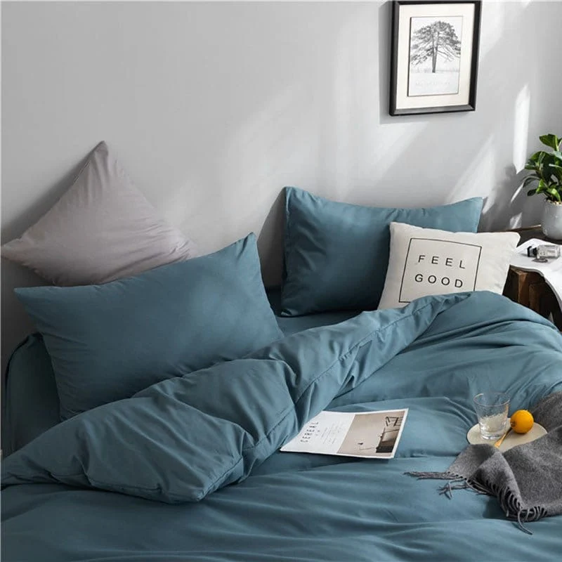 Bleu persan - Drap housse / Housse de couette / 2 taies d'oreiller