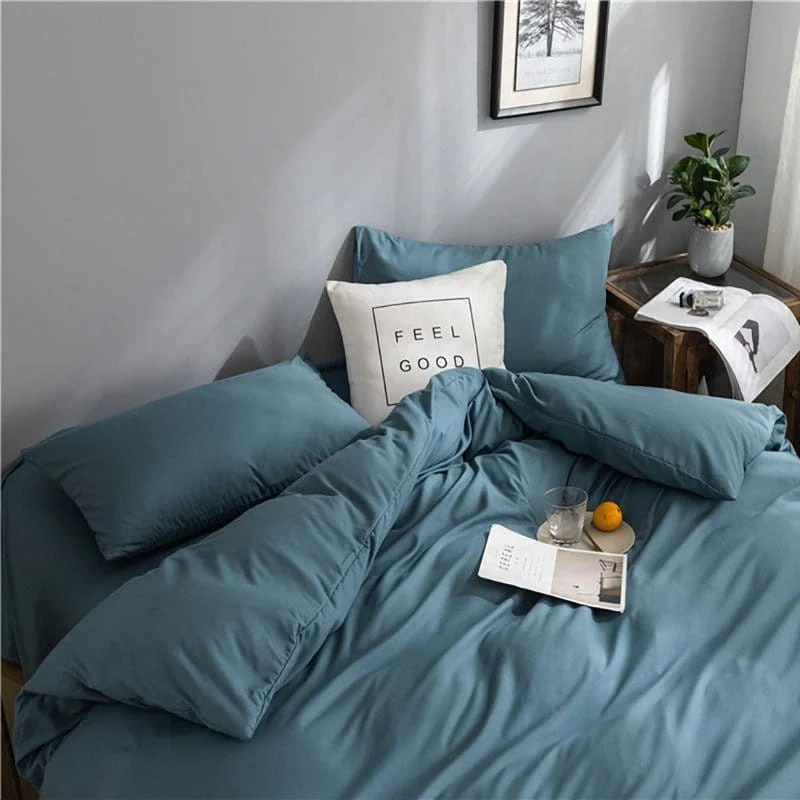Bleu persan - Drap housse / Housse de couette / 2 taies d'oreiller