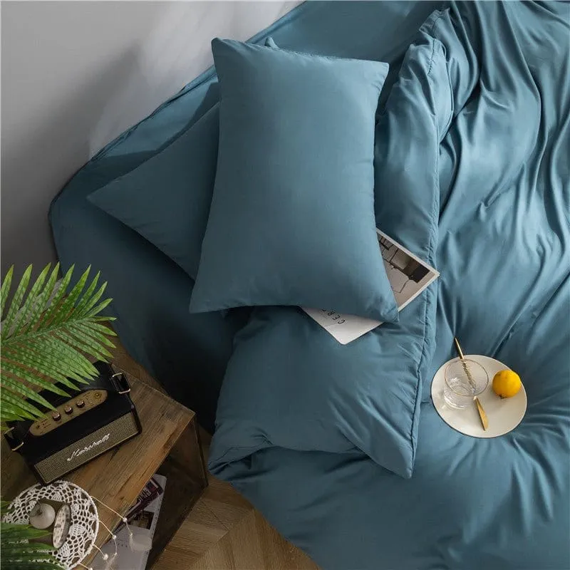 Bleu persan - Drap housse / Housse de couette / 2 taies d'oreiller