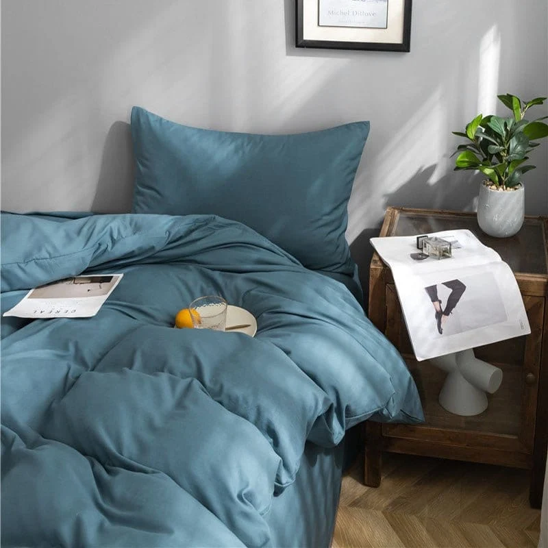 Bleu persan - Drap housse / Housse de couette / 2 taies d'oreiller