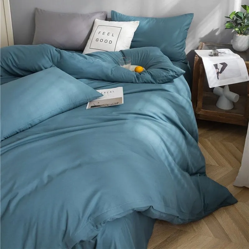 Bleu persan - Drap housse / Housse de couette / 2 taies d'oreiller