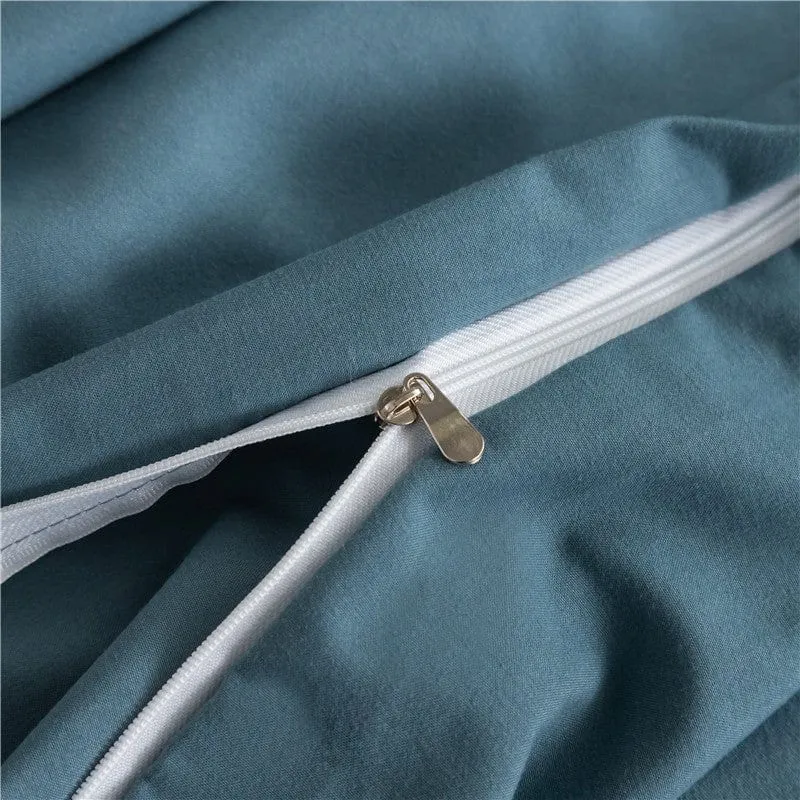 Bleu persan - Drap housse / Housse de couette / 2 taies d'oreiller