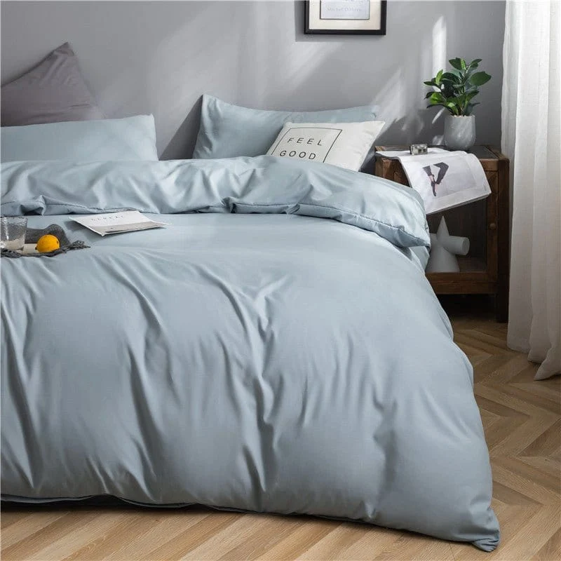 Bleu ciel - Drap housse / Housse de couette / 2 taies d'oreiller