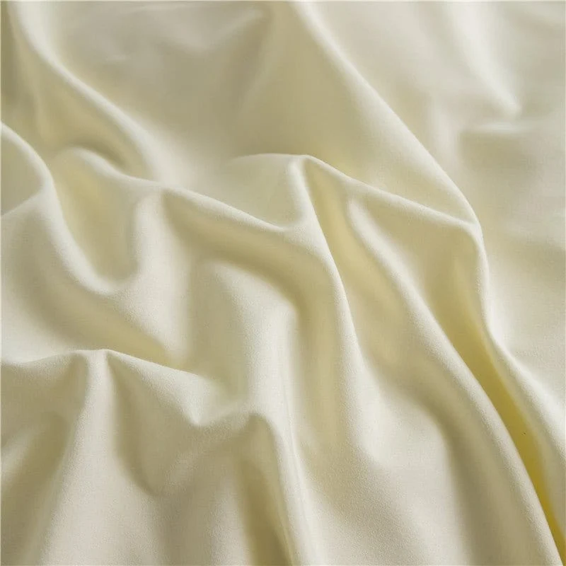 Blanc cassé - Drap housse / Housse de couette / 2 taies d'oreiller
