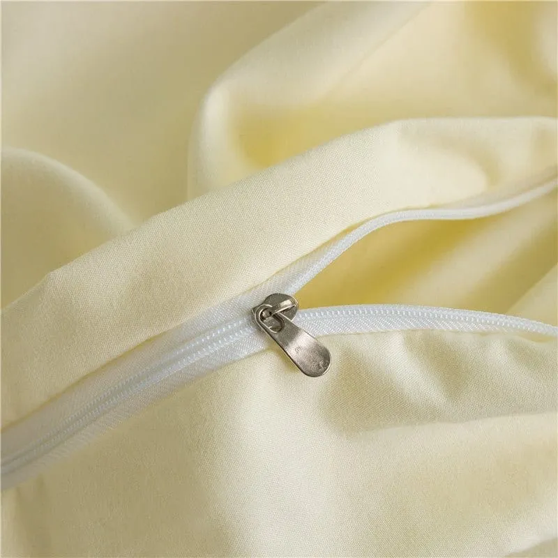 Blanc cassé - Drap housse / Housse de couette / 2 taies d'oreiller