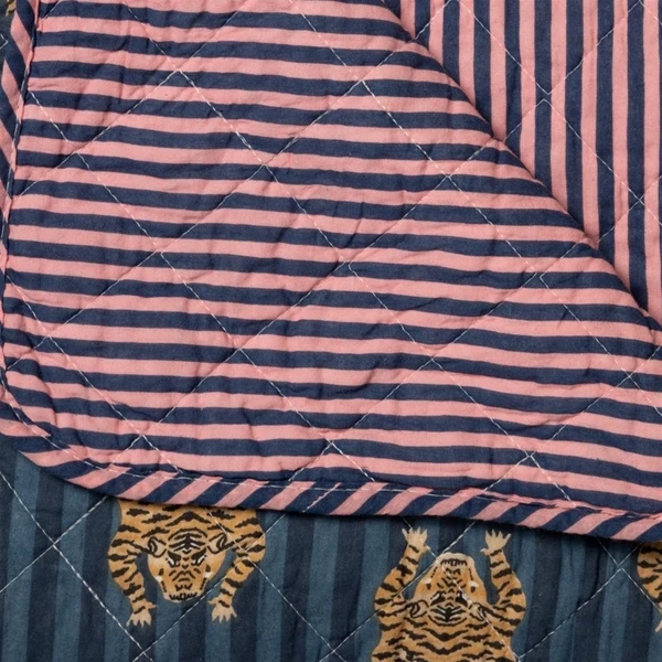 Quilt Ethnic plaid i bomuld, tiger/blå – EJA