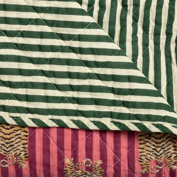 Quilt Ethnic plaid i bomuld, tiger/grøn – EJA