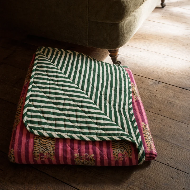 Quilt Ethnic plaid i bomuld, tiger/grøn – EJA