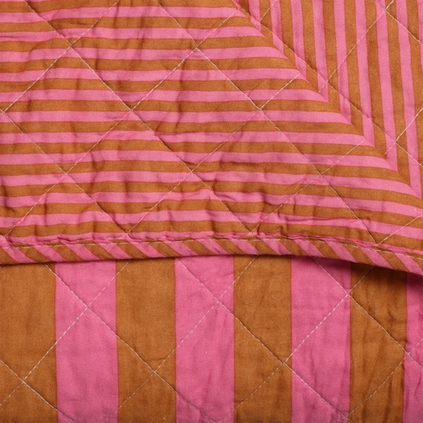 Quilt Ethnic plaid i bomuld, pink/brun – EJA