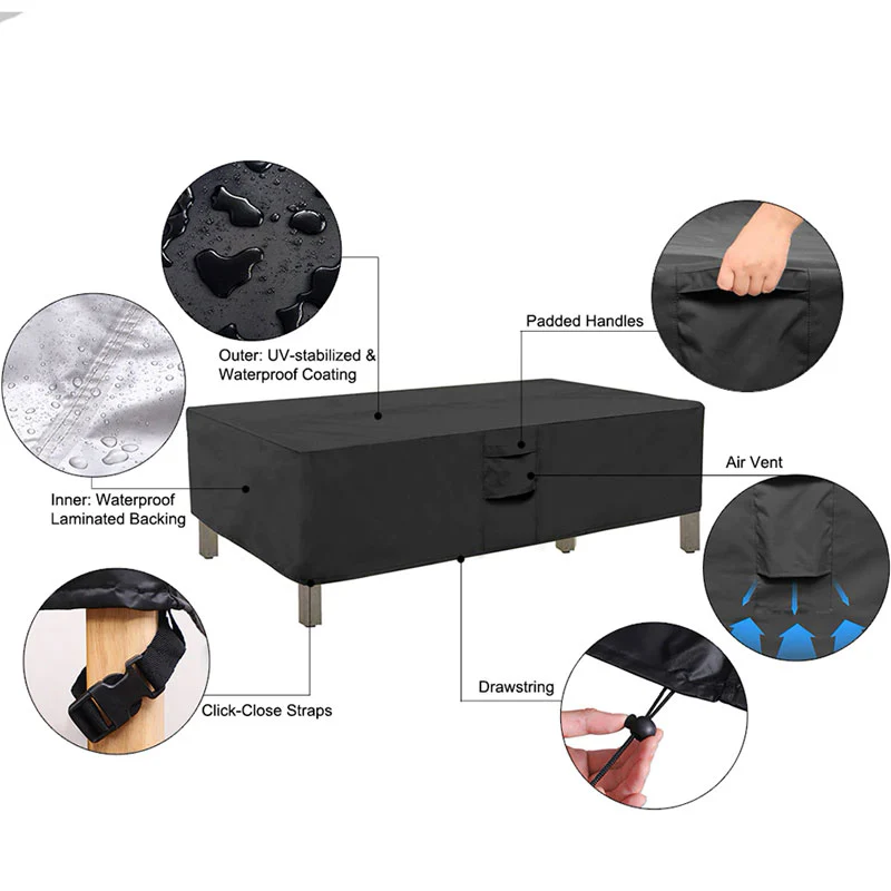 Housse de Protection Pour Salon De Jardin Noire