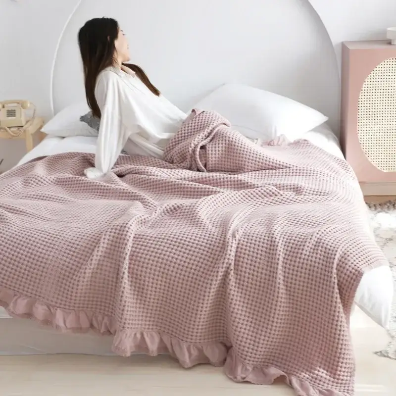 Couverture Grosse Maille Rose