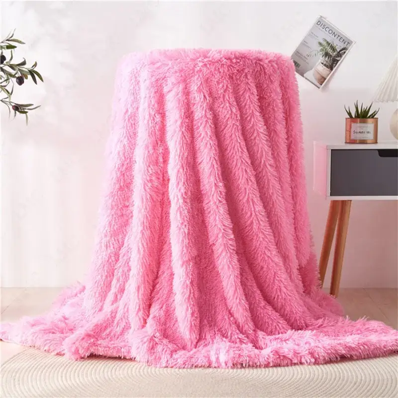 Couverture Fausse Fourrure Rose