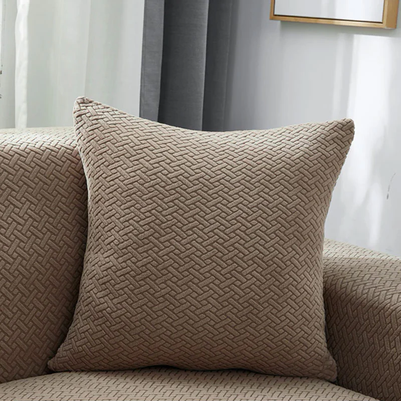 Housse de Canapé d'Angle Jacquard Marron Clair