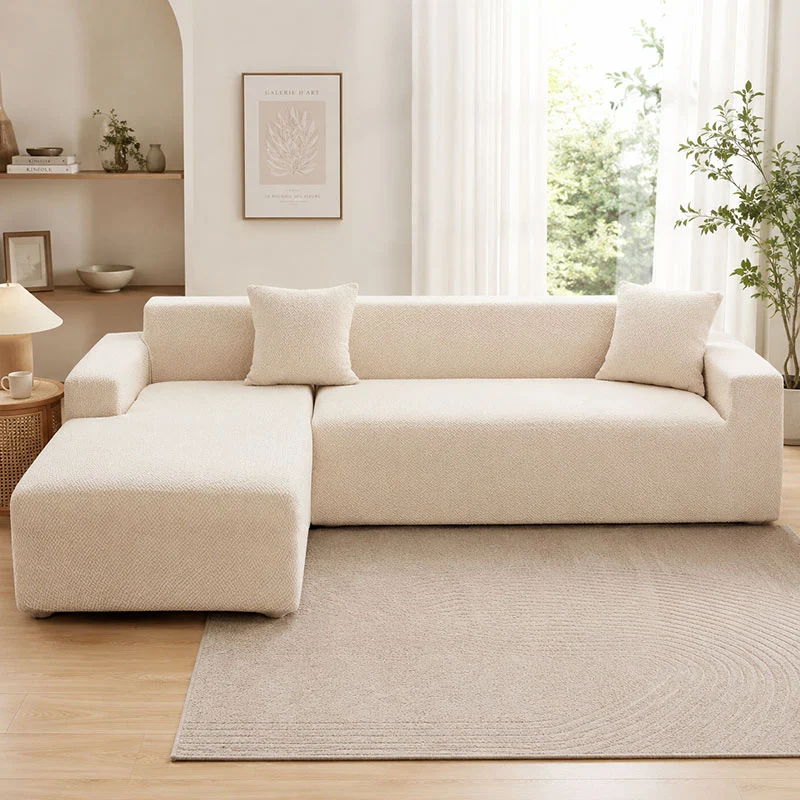 Housse De Canapé D'angle Jacquard Beige