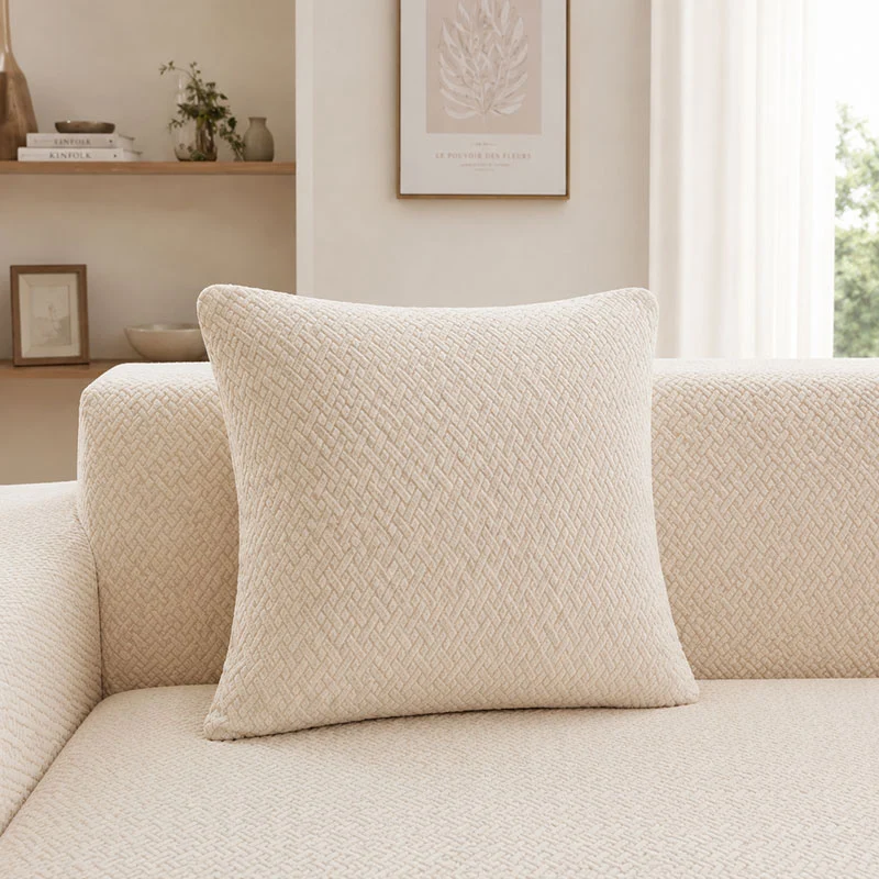 Housse De Canapé D'angle Jacquard Beige