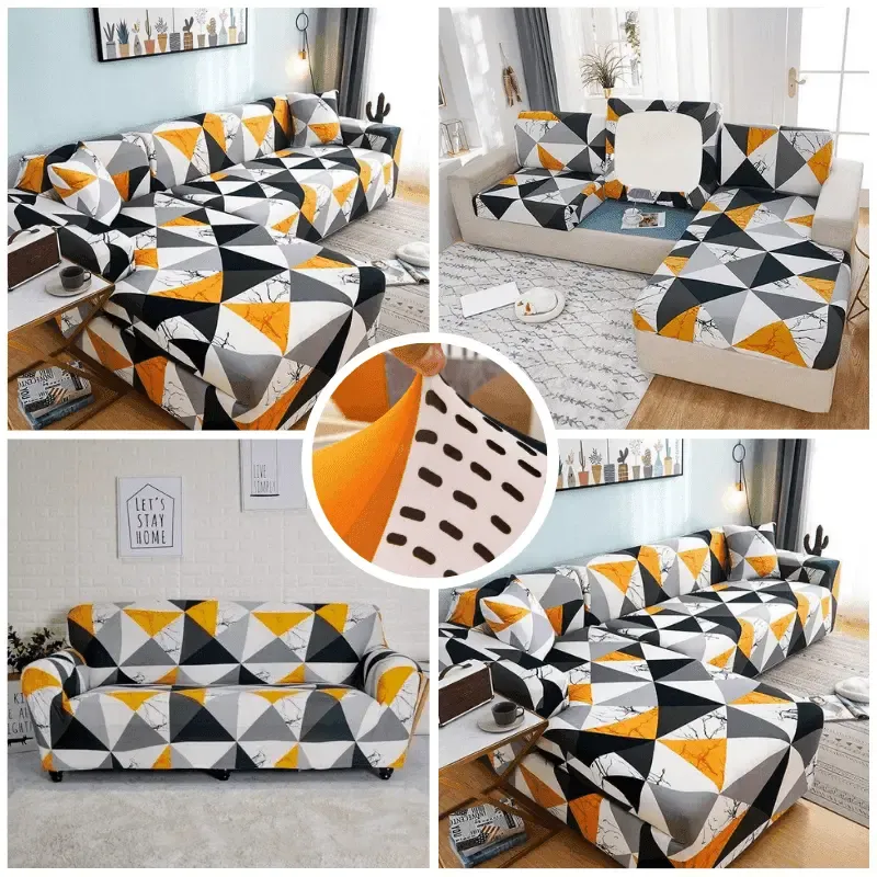 Motif Hexagomir - Housse de Canapé d’Angle Extensible