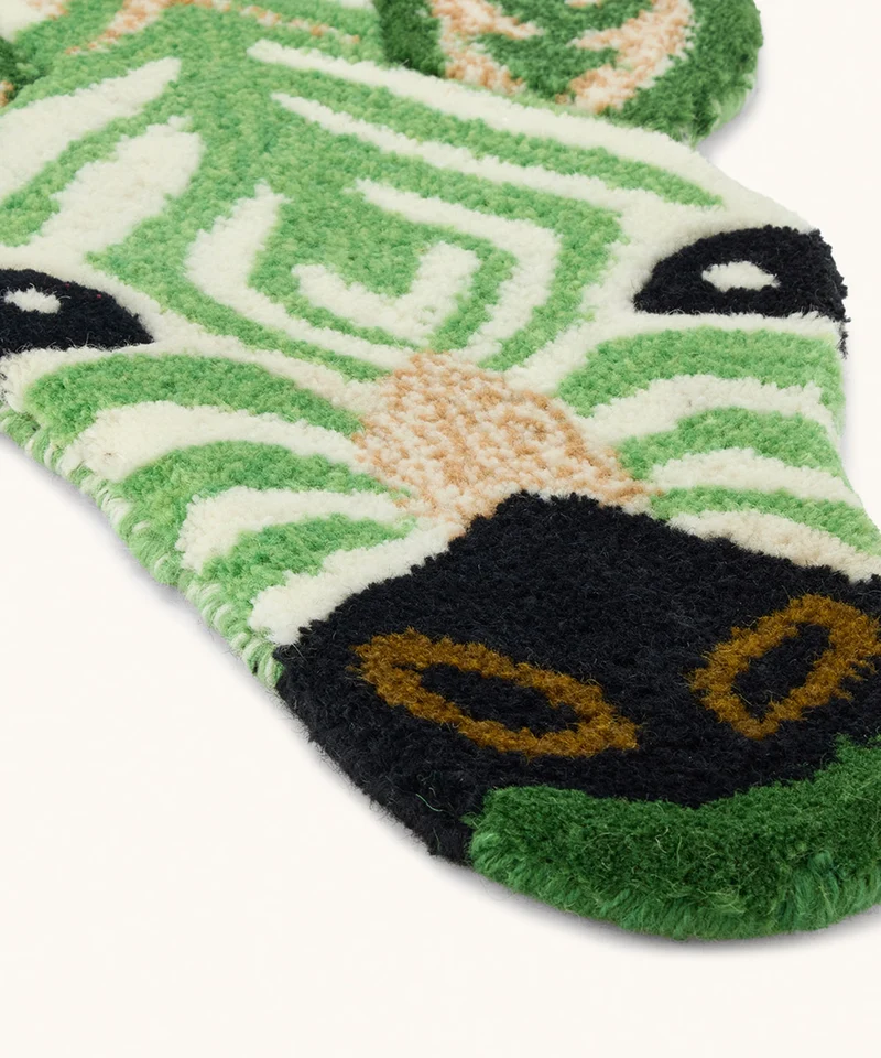 Grøn zebra tæppe i uld – Doing Goods
