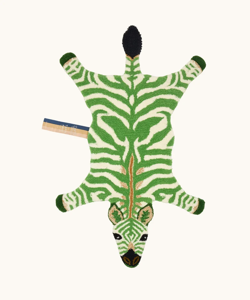 Grøn zebra tæppe i uld – Doing Goods