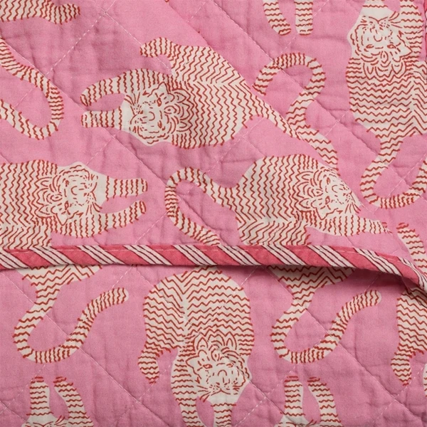 Plaid, Quilt Ethnic - pink med tigere