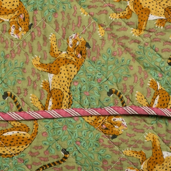 Plaid, Quilt Ethnic - Jungle med leoparder