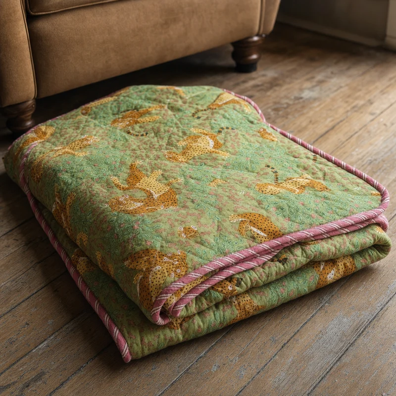 Plaid, Quilt Ethnic - Jungle med leoparder