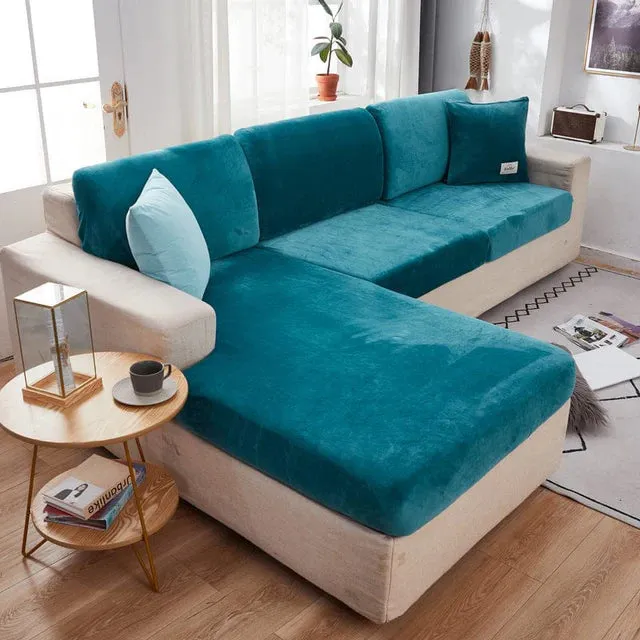 Housse Coussin D'assise & Dossier - Velours Bleu Canard