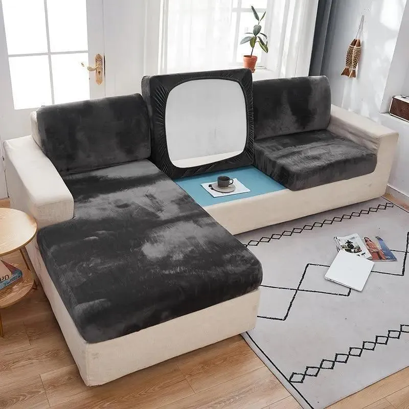 Housse Coussin D'assise & Dossier - Velours Gris Foncé