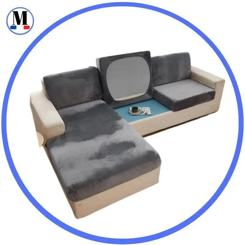 Housse de Coussin D'assise & Dossier - Velours Gris Clair