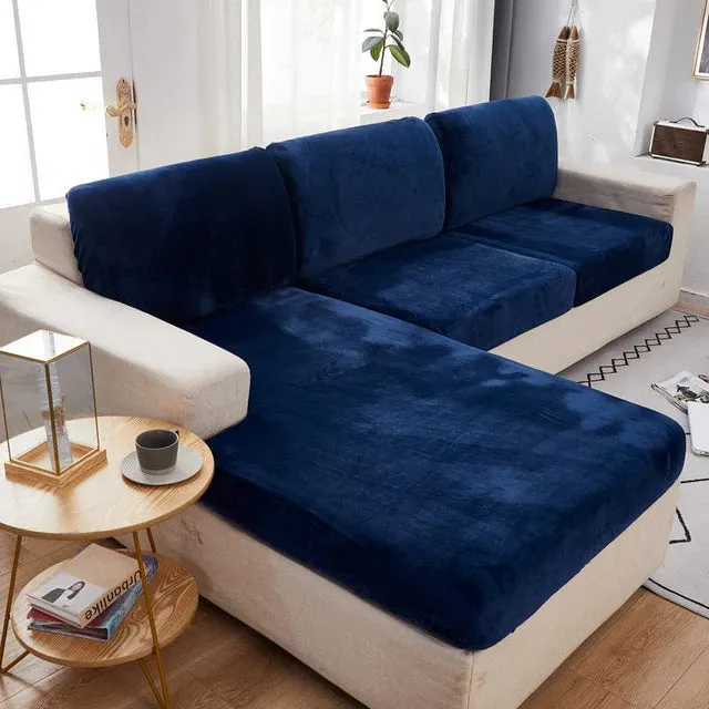 Housse Coussin D'assise & Dossier - Velours Bleu Marine