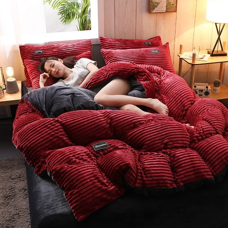 Rouge Velours - Drap housse / Housse de couette / Taies d'oreiller