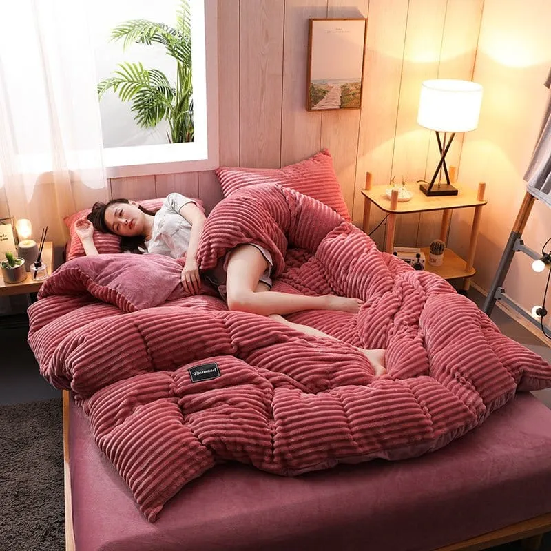 Rose Velours - Drap housse / Housse de couette / Taies d'oreiller