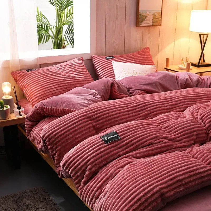 Rose Velours - Drap housse / Housse de couette / Taies d'oreiller