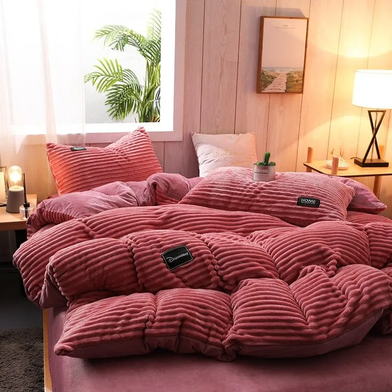 Rose Velours - Drap housse / Housse de couette / Taies d'oreiller