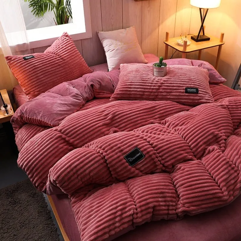 Rose Velours - Drap housse / Housse de couette / Taies d'oreiller