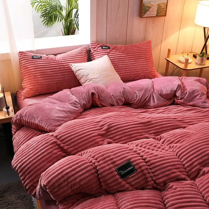 Rose Velours - Drap housse / Housse de couette / Taies d'oreiller
