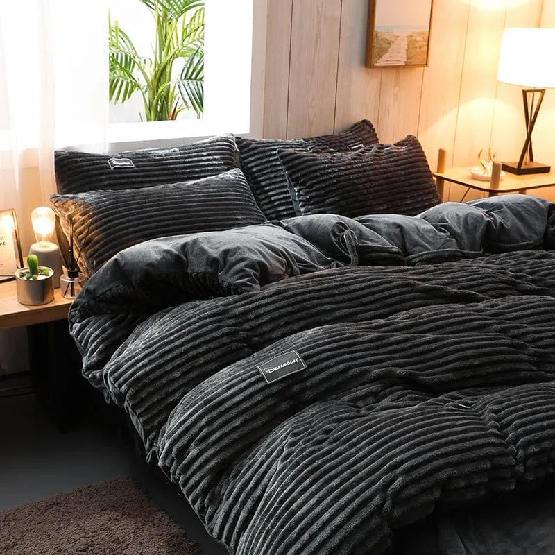 Noir Velours - Drap housse / Housse de couette / Taies d'oreiller