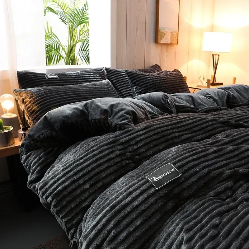 Noir Velours - Drap housse / Housse de couette / Taies d'oreiller